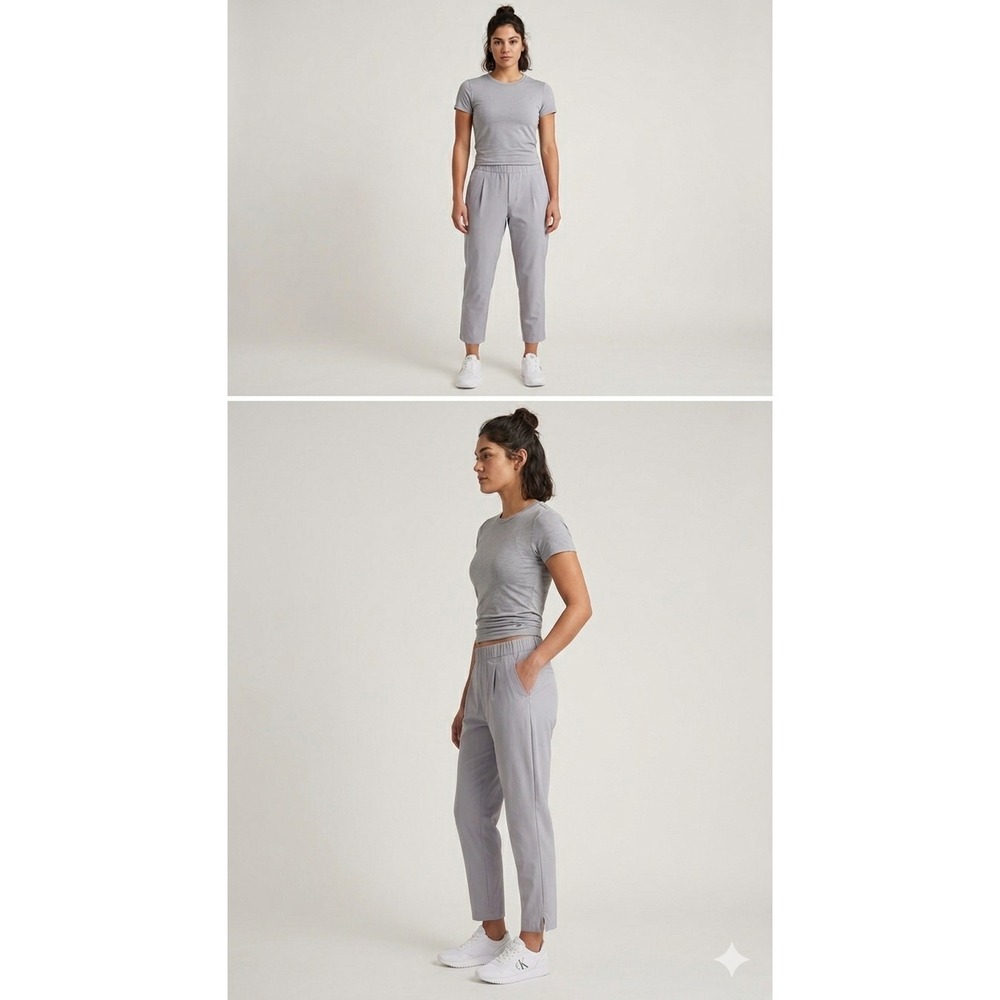 Calvin Klein Performance Ankle Pants Womens L Gray Elastic Waist Stretch Pockets